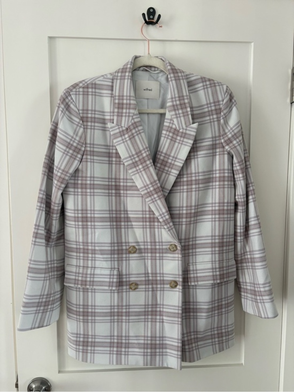 Wilfred Aritzia Destiny Blazer plaid oversized fit XS